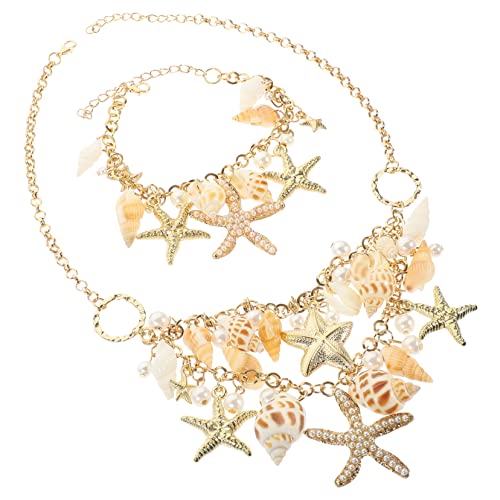 Beaupretty 1Satz Halskette Armband für Damen Meeresmuschel Anhänger Elegantes Schmuckset für Strand Besondere Anlässe Langlebig Hautfreundlich von Beaupretty