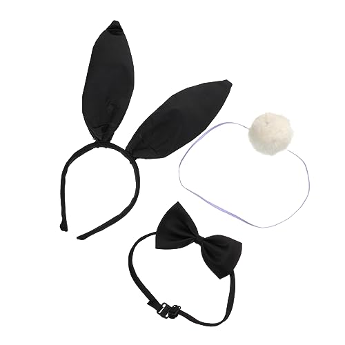 Beaupretty Hasenohren Haarband Kostüm Zubehör Satz Mit Fliege Und Für Karneval Cosplay Partys Schwarz Plüsch Für Erwachsene Und von Beaupretty