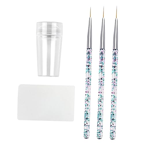 Beaupretty 1Satz Teiliges Nagelkunst Pinselset mit Stempel und Schaber für Kreative Nail Art Designs zu Hause Salon Silberner Pinsel und Stempelset von Beaupretty