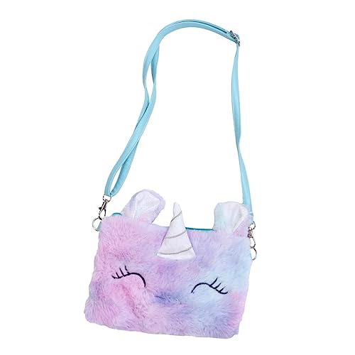 Beaupretty Einhorn Umhängetasche Für Mädchen Plüsch Crossbody Tasche Regenbogenfarbenes Design Schultertasche Mit Reißverschluss Für Junge Mädchen von Beaupretty