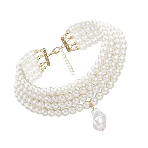 Beaupretty 1Stück Geometrische Perlenhalskette Damen Modischer Halsschmuck mit Imitation Perlen Einfache Mehrschichtige Kette für Besondere Anlässe für Frauen von Beaupretty