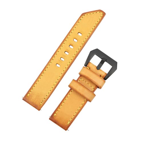 Beaupretty 1Stück Klassisches Gelbes Rindsleder Uhrenband für Herren Robustes Retro Design Hochwertiges Handgefertigtes Armband für Lässige Formelle Anlässe Einfach zu Installieren von Beaupretty