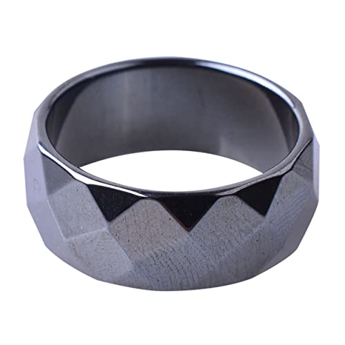 Beaupretty Breiter Meteoritenring für Männer Modischer Herrenring Facettenreicher Schmuck für Vatertag Geburtstag Jahrestage Einzigartiges Design für von Beaupretty