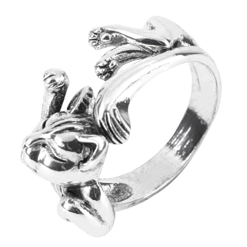 Beaupretty 1Stück Stylischer Katzenring Silber mit Vintage Offener Fingerring für Katzenliebhaber Einzigartiger Tier Schmuck für von Beaupretty