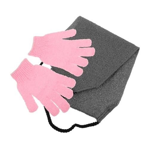 Beaupretty 1satz Exfolierende Duschhandschuhe Set Mit Rückenschrubber Und Peeling Tuch Teilig Handschuhe Dunkelgraues Handtuch Für Sanfte Hautpflege Und Massage von Beaupretty