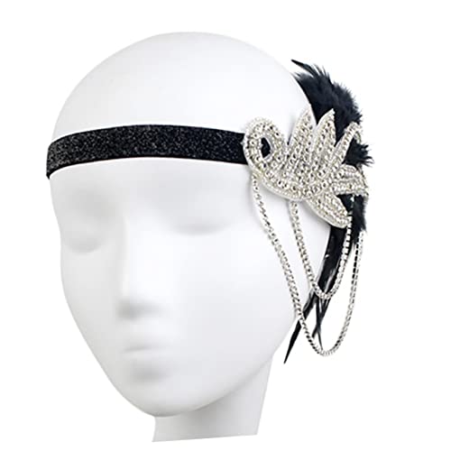 Beaupretty 1stk Hochzeit Braut Tiara Flapper-stirnband Flapper Kostümzubehör Flapper-kopfbedeckung Feder Haarband Fascinators Hüte Stirnband Federkristall-stirnband Haarschmuck Gatsby Hut von Beaupretty