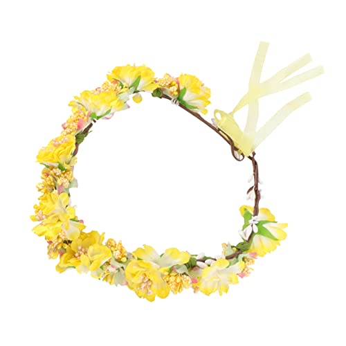 Beaupretty 1stk Kranz Tiara Haargummis Für Frauen Blumenhaargirlande Haarband Partygeschenke Für Kinder Braut Kopfschmuck Blumenkranz Die Blumen Brautjungfer Blütenkopf Stoff von Beaupretty