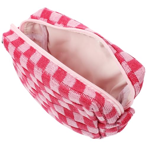 Beaupretty Makeup Tasche 2 Kosmetiktaschen Für Mädchen Rosa Geldbörsen Gestrickte Geldbörse Karierter Kulturbeutel Großes Fassungsvermögen Rosa Karierte Make-Up-Tasche von Beaupretty