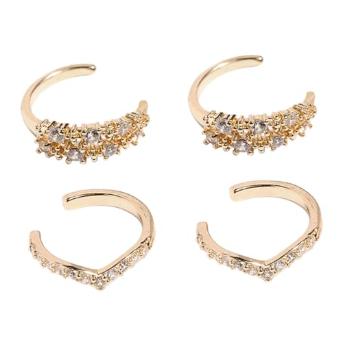 Beaupretty 2 Paar Einstellbare Ohrclips für Frauen Nicht Piercing Ohr Manschetten Ohrringe Geschenkidee für Party Festival und Alltag von Beaupretty