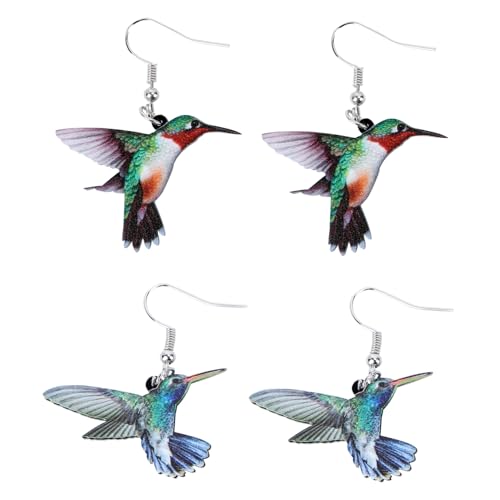 Beaupretty 2 Paare Acryl Ohrringe Vogel design Ohrstecker Kreative Taube Hummingbird Eule Papagei Modeschmuck für Alltag und Party Geschenkidee von Beaupretty