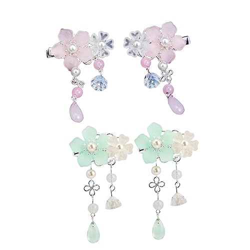 Beaupretty 2 Paare Antike Chinesische Haarspangen für Mädchen Blüten Haarschmuck mit Quaste Haarklammern Süßer Kopfschmuck für Traditionelle Hanfu Kostüme von Beaupretty