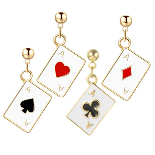 Beaupretty 2 Paare Damen Poker Ohrringe Stecker Kreatives Spielkarten Design Leicht Tragbar Modischer Schmuck Geschenkidee für Geburtstag Muttertag Valentinstag von Beaupretty