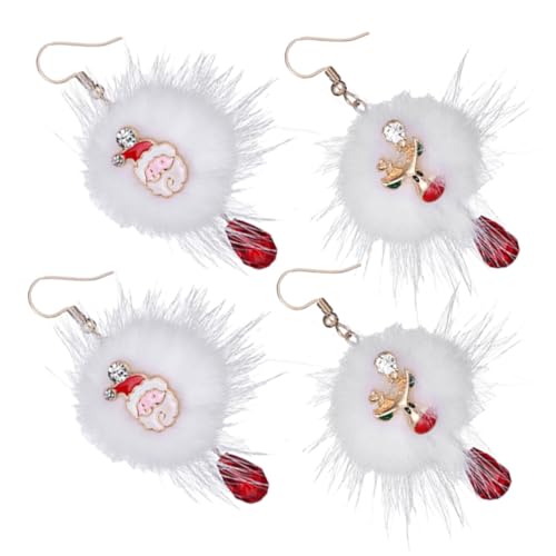Beaupretty 2 Paare Fluffy Weihnachts Ohrringe mit Schneemann und Leichte Emaille Ohrhänger mit Flauschigen Pompons Festlicher Schmuck für Winterpartys und Xmas Feiern von Beaupretty
