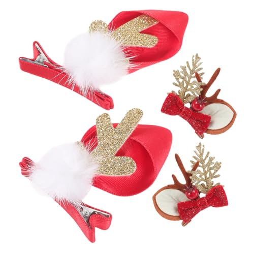 Beaupretty 2 Paare Geweih Haarklammern Weihnachts-haarschmuck Festliche Haarclips für Frauen und Mädchen Leicht Tragbar Party Zubehör von Beaupretty
