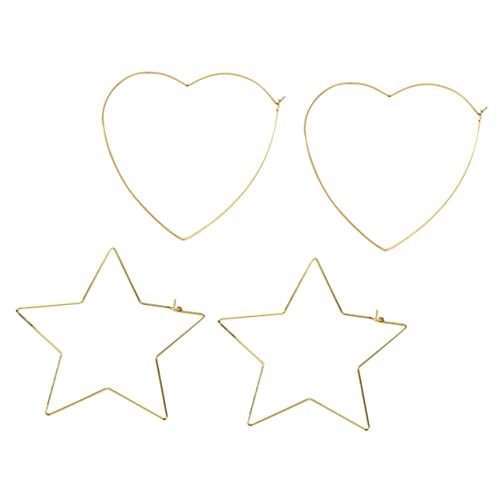 Beaupretty 2paare Goldfarbene Creolen-ohrringe Für Damen Kupferohrring Herz Und Sternmotiven Schmuck Für Alltag Und Partys Ohrringe Zur Kostüm-accessoires Geschenkidee Für Frauen Und Mädchen von Beaupretty