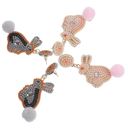 Beaupretty 2paare Kaninchenohrringe Mit Perlen Für Damen Häschenohrringe Osterohrringe Tropfenohrringe Für Frauen Baumelnde Ohrringe Für Mädchen von Beaupretty