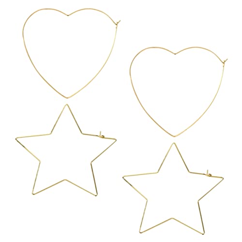 Beaupretty 2 Paare Herzförmige und Stern Ohrringe Große Creolen Ohrschmuck Langlebig Modisch für Frauen Mädchen von Beaupretty