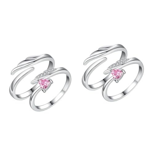Beaupretty 2 Paare Herzring mit Design Offene Partnerringe für Schmuck für Valentinstag Hochwertige Verarbeitung Ergonomischer Tragekomfort von Beaupretty