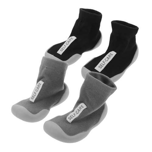 Beaupretty 2 Paare Lauflernschuhe mit Weicher Gummisohle Rutschfeste und Atmungsaktive Babysocken-schuhe für Jungen und Mädchen als Krabbelschuhe und Hausschuhe von Beaupretty