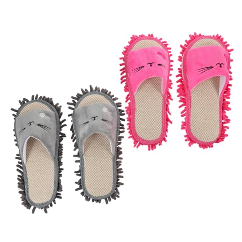 Beaupretty 2 Paare Mop Slippers für Frauen Reinigung Hausschuhe Rutschfest Waschbar Mittlere Passend für Schuhgröße Praktische Bodenwischer Hausschuhe für Einfache Hausreinigung von Beaupretty