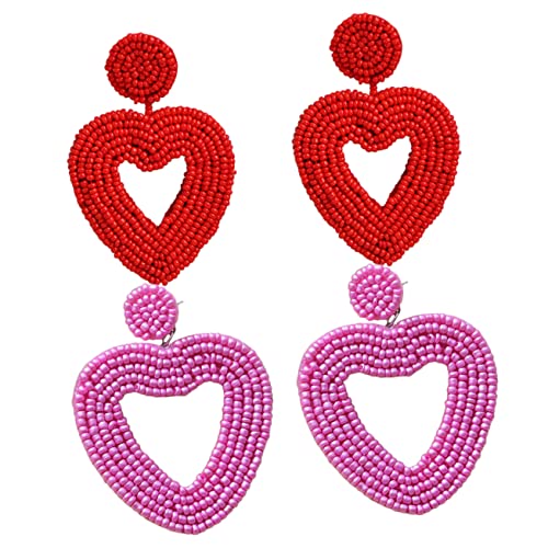 Beaupretty 2 Paare Perlen Herz Ohrhänger Damen Schmuck Leichte Bequeme Love Heart Dangle Ohrringe Für Party Alltag von Beaupretty