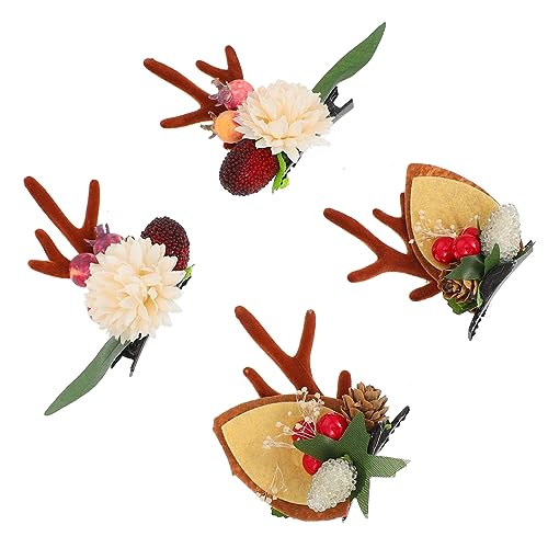 Beaupretty 2 Paare Weihnachtliche Haarspangen mit Lustigen Rentiergeweihen Modische Haarklammern für Damen und Mädchen Stabile Haarschmuck Clips für Festliche Frisuren und Weihnachtskostüme von Beaupretty