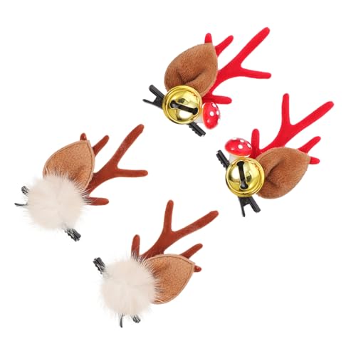 Beaupretty 2 Paare Weihnachtliche Teilige Hirschgeweih Haarspangen Rentier Gehörn Clips Niedliche Tierhörner Haarschmuck Einfach zu Tragen Festliche Dekoration für Damen und Herren von Beaupretty