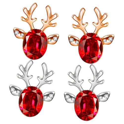 Beaupretty 2 Paare Weihnachtsohrringe Damen Ohrstecker Geweih Ohrschmuck Modisch Leicht Komfortabel für Frauen Mädchen von Beaupretty