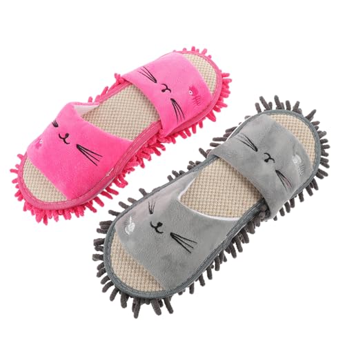 Beaupretty 2 Paare Wischpantoffeln Damen Mopp Schuhe Bequeme Wiederverwendbare Bodenreinigung Hausschuhe Mittel Geeignet für Waschbar Hoher Wasseraufnahmeeffekt für Fliesenböden von Beaupretty
