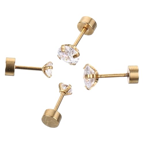 Beaupretty 2 Paare Zirkonia Ohrstecker Damen Kleine Ohrhänger Zirkonohrringe Goldfarben Ohrschmuck Festliche Accessoires von Beaupretty