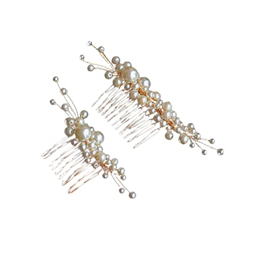 Beaupretty 2 STÜCK Handgefertigtes Perlen Haarkamm Set Teilig Brautschmuck Elegant Vielseitig für Hochzeitsfrisuren Geeignet für Braut und Brautjungfern Zarter Schmuck für Festliche Anlässe von Beaupretty