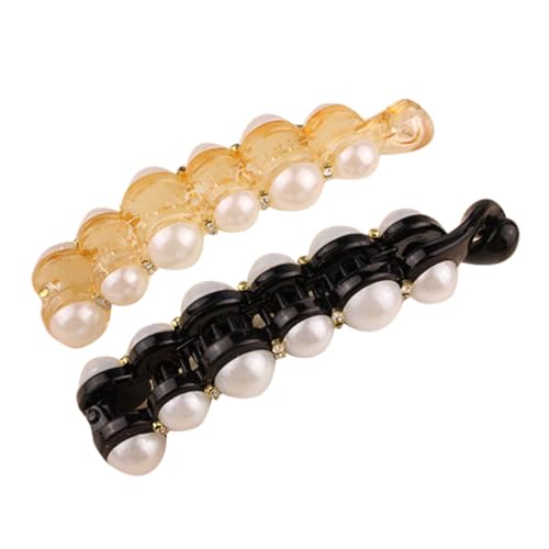 Beaupretty 2 STÜCK Perlen bananenspange Großer Haarklammer für Pferdeschwanz Robuste Kunststoff haarspangen Stilvoller Haarschmuck für Frauen Geeignet für Arbeit und Party von Beaupretty