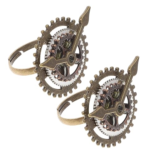Beaupretty 2 Stück Retro Steampunk Ring Mit Uhr Zahnrad Design Kreativer Metallring Für Damen Und Herren Punk Fingerring Modischer Schmuck Für Alltag Und Partys von Beaupretty