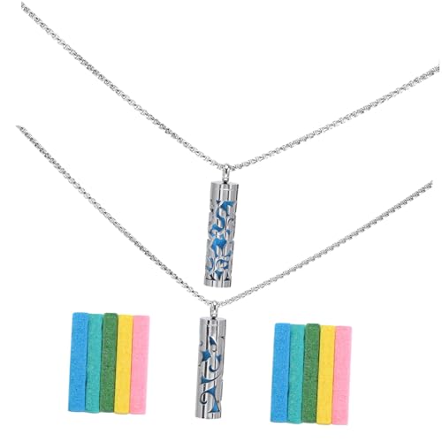Beaupretty 2 Sätze Aromatherapie Halsketten mit Ätherischem Öl Diffusor Anhänger Stylishe Herren Hiphop Schmuck Leichter Duft Halsanhänger mit Ketten und Baumwollkernen Zufällige Farbe von Beaupretty