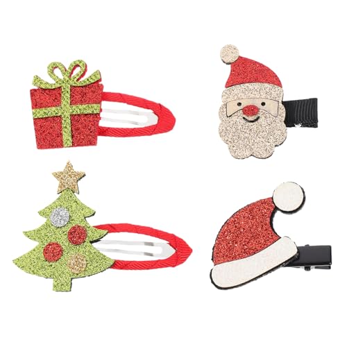 Beaupretty 2 Sätze Haarnadel Für Kinder Festival-haarschmuck Festival-haarspangen Santa Weihnachten Haarschmuck Weihnachtshaarspange Hutschmuck Seitenclip Karikatur Zinklegierung von Beaupretty