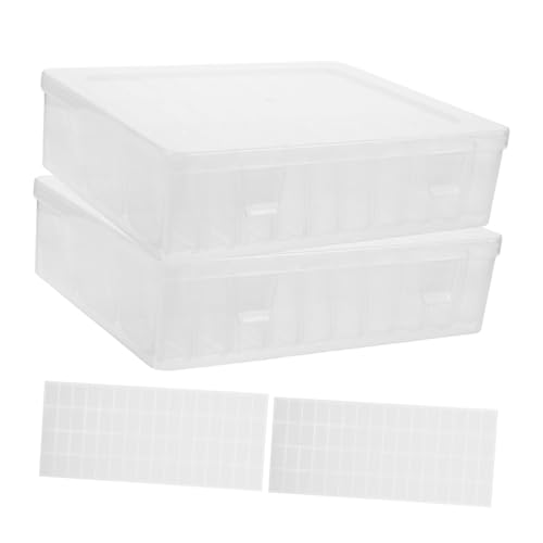 Beaupretty 2 Sätze Transparenter Perlen Organizer mit Multi Fächern Kunststoffbox für DIY Nail Art Schmuck Bastelbedarf Inklusive Etiketten zur Übersichtlichen Aufbewahrung von Diamanten und von Beaupretty