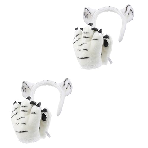 Beaupretty 2 Sätze Weißes Tiger-handschuh-set Werwolf-kostüm-handschuh Plüsch Winterhandschuhe Pelzige Plüschfäustlinge Handschuhe Mit Pelzigen Pfoten Pp Baumwolle Warm Halten Tier Kind von Beaupretty