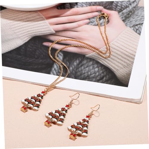 Beaupretty 2 Satz Weihnachtsschmuck Set Damen Ohrstecker und Halskette mit Schneemann Tannenbaum Design Leicht Langlebig Modisch für Mädchen und Frauen von Beaupretty