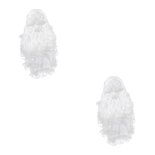 Beaupretty 2 Sets Weihnachtsbart-Perücke Herren-Perücke Halloween-Kostüme Für Männer Lockenverschluss-Perücke Echthaar Weihnachtsmann-Cosplay Anzieh-Weiße Weihnachtsmann-Perücke von Beaupretty