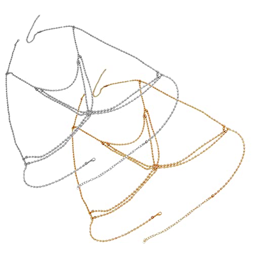 Beaupretty 2 Stck Strass Kette Verstellbare Körperkette für Frauen Modischer Schmuck für Partys Festivals und Nachtclubs Glänzende Glitzer Designs Gold und Weiß von Beaupretty