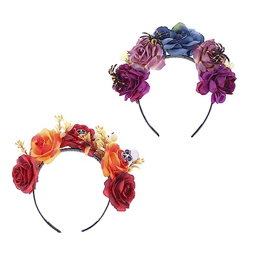 Beaupretty 2 Stk Stirnband Stylischer Party-kopfschmuck Partydekoration Mexikanische Rose Halloween-kopfschmuck Für Frauen Halloween-blumenkopfschmuck Vampir Fräulein Kürbiskopf Plastik von Beaupretty