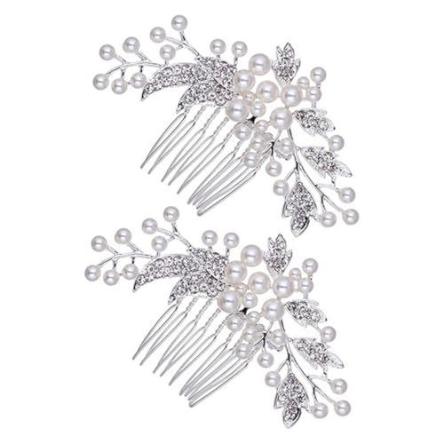 Beaupretty 2 Stk hochzeit braut haarkamm Hochzeit Haarkamm Brauthaarkamm haarschmuck Tiara Haarkamm für Mädchen braut haar seitenkamm Legierung Zubehör schmücken Kopfbedeckung Fräulein Perle von Beaupretty