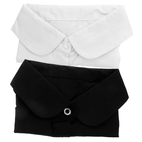 Beaupretty 2 Stück Abnehmbarer Fake Kragen Damen Halbhemd Blusenkragen Einsatz Baumwolle für Kleider Pullover und Shirts Weiß und Schwarz von Beaupretty
