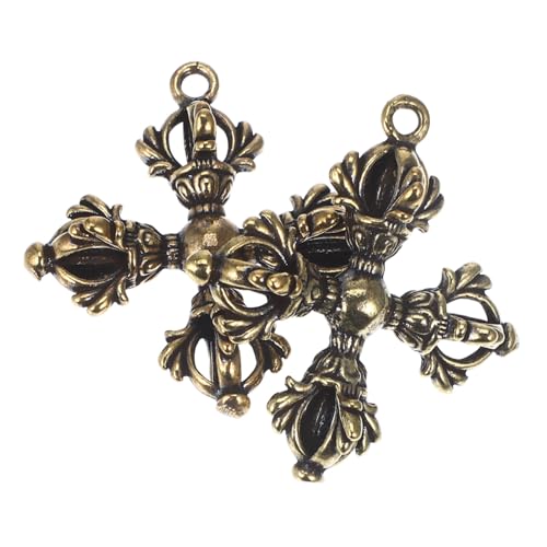 Beaupretty 2 Stück Antiker Messing Schlüsselanhänger Dorje Anhänger Buddhismus Schmuck für Taschen und Schlüsselbund Religiöser Glücksbringer Langlebig und Handgefertigt von Beaupretty