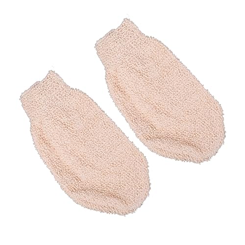 Beaupretty 2 Stück Badehandschuhe Handtuch Spülmaschinen Abwaschpads Körperbürste Schrubbgriffe Spülbare Tücher Peeling Fäustlinge Körpermassage Handschuhe Beige von Beaupretty