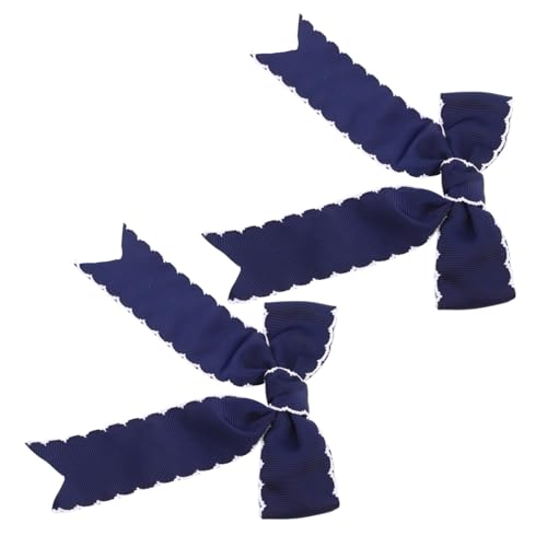 Beaupretty 2 Stück Blaue Haarspangen mit Langem Schleifenband für Mädchen Weiche Ribbon Bowknot Clips mit Rippband-design für Schule und Festliche Anlässe von Beaupretty