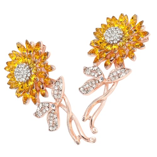 Beaupretty 2 Stück Blumenbroschen Strass Anstecknadeln im Sonnenblumen Design für Damen Dekorieren von Kleidern Pullovern und Schals von Beaupretty