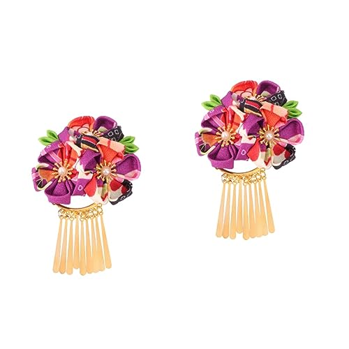 Beaupretty 2st Japanischer Haarschmuck Haarspangen Für Frauen Japanische Haardekoration Kimono-kirschhaarnadel Vintage-haarschmuck Japanische Kimono-haarspange Blüte Violett Braut Dynamisch von Beaupretty