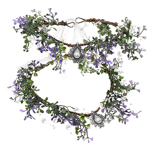 Beaupretty 2stücke Blumen Stirnband Floral Crown Haarband Mit Blumenkrone Für Frauen Hochzeitsblumenstirnband Blumenkronenstirnband Für Party Festival Dekorationen von Beaupretty