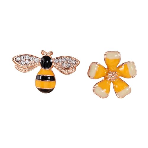 Beaupretty 2 Stück Blumige Bienen Ohrstecker Damen Modisch Leicht Asymmetrisch Bunte Emaille Zirkonia Schmuck Geschenkidee für Frauen Alltag und Besondere Anlässe von Beaupretty